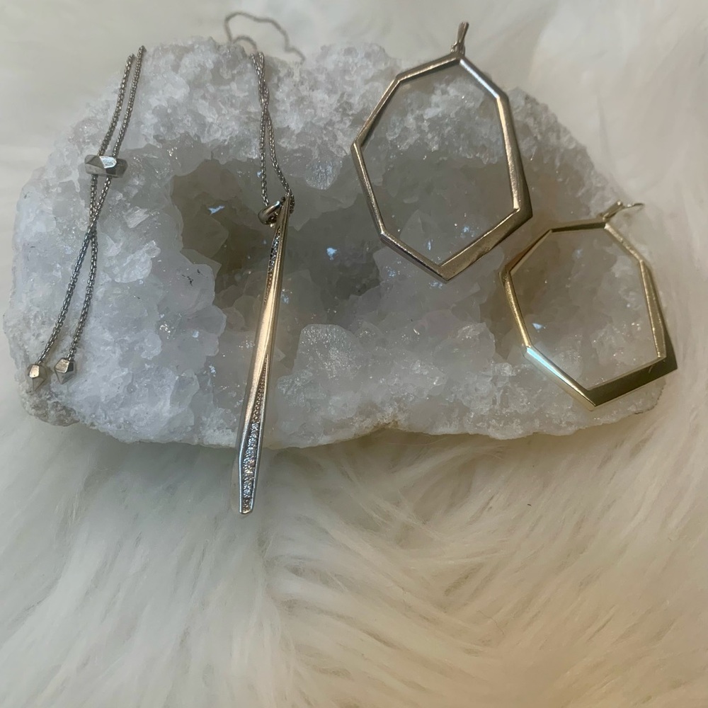 Kendra Scott Silver Necklace & Earrings